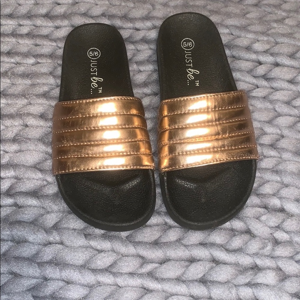 rose gold slide sandals